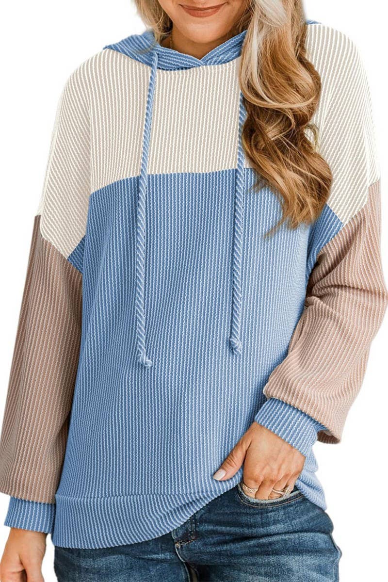 CWOHOL00597_TWIST STRIPE COLORBLOCK LONG SLEEVE HOODIE