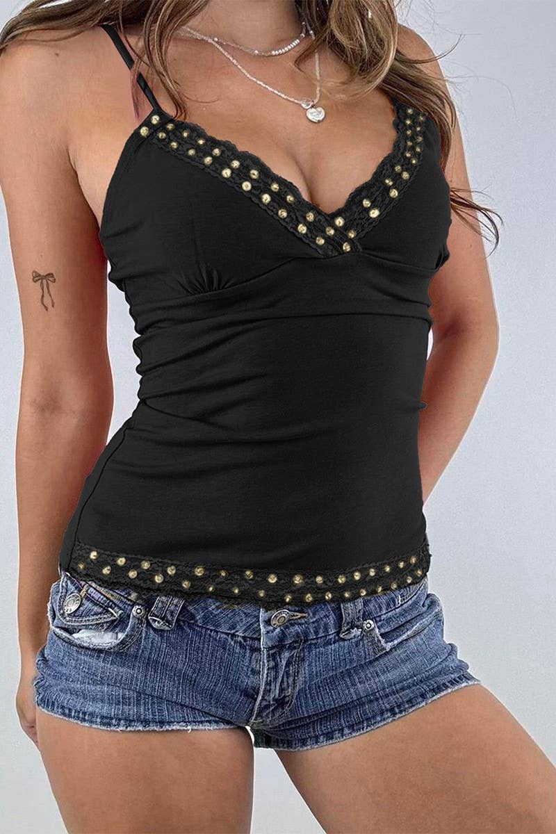 CWTTSL0526_SUMMER HOT GIRL STYLE SHINY EDGE SLIM VEST