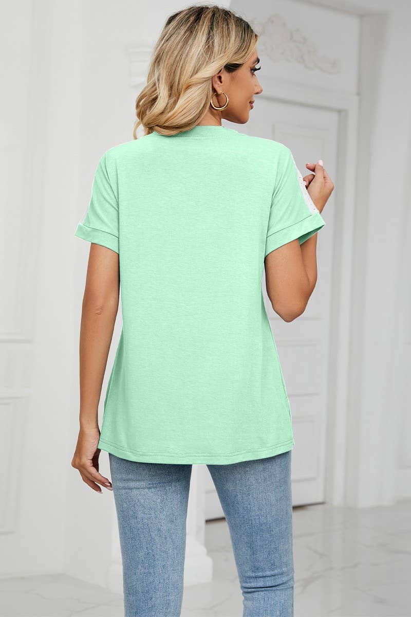CWTTS0757_V-Neck Shirt Sleeve Top