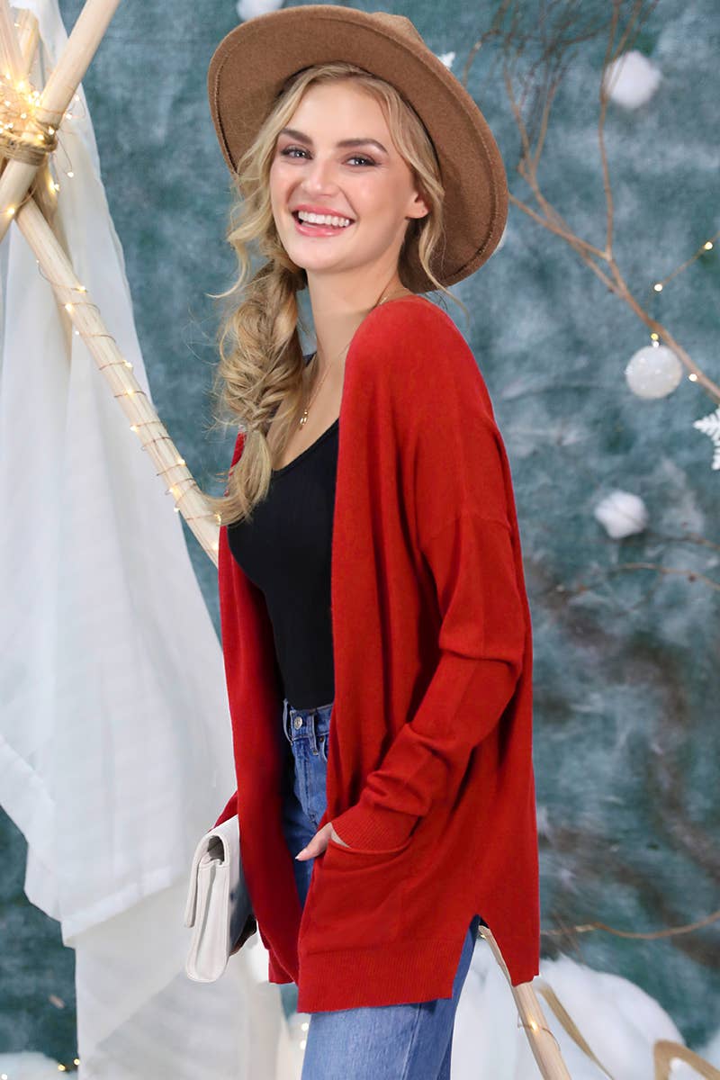 CWOSWL1827_LOOSE FIT WITH POCKET SWEATER CARDIGAN