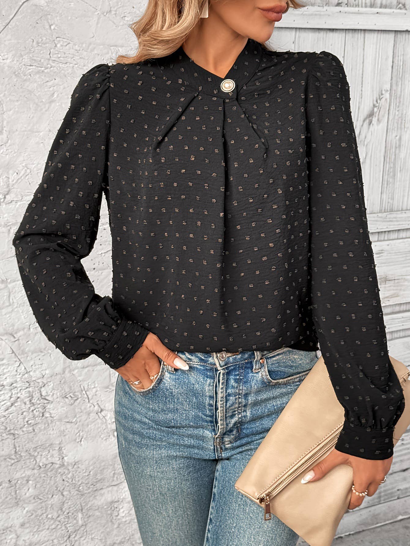 Elegant and casual jacquard long-sleeved shirt