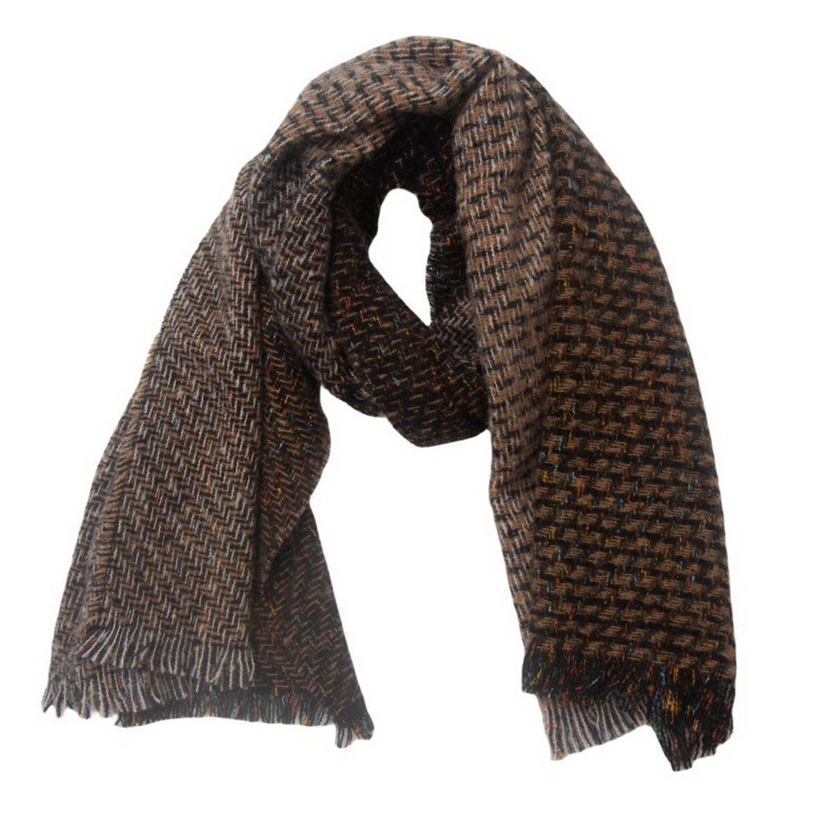 Fringe Patchwork Scarf ? Unisex Winter Shawl Wrap