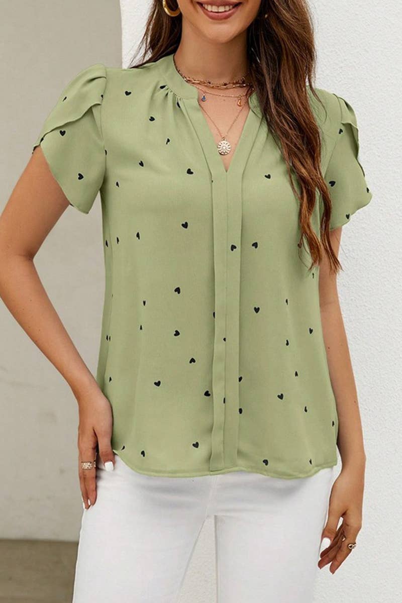 CWTSTS0667_SUMMER LOVE PETAL SLEEVE TEMPERAMENT SHIRT