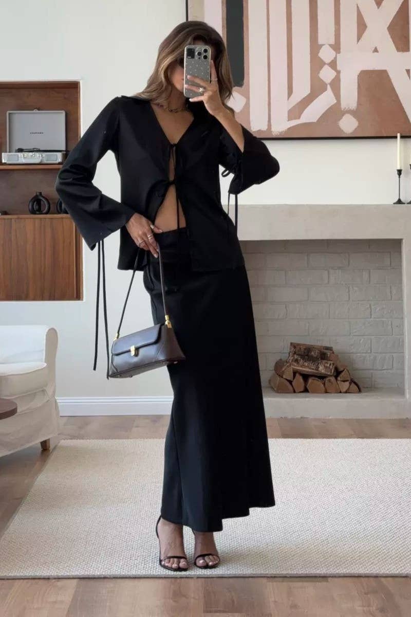 CWSTB1483_HIGH WAIST SHIRT AND SKIRT TWO PIECE SET