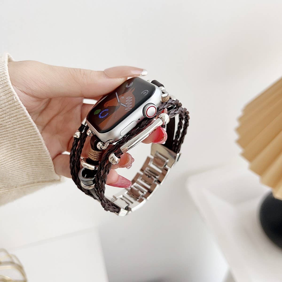 BOHEMIAN STYLE IWATCH9 GENUINE LEATHER WOVEN STRAP_CWWW0067