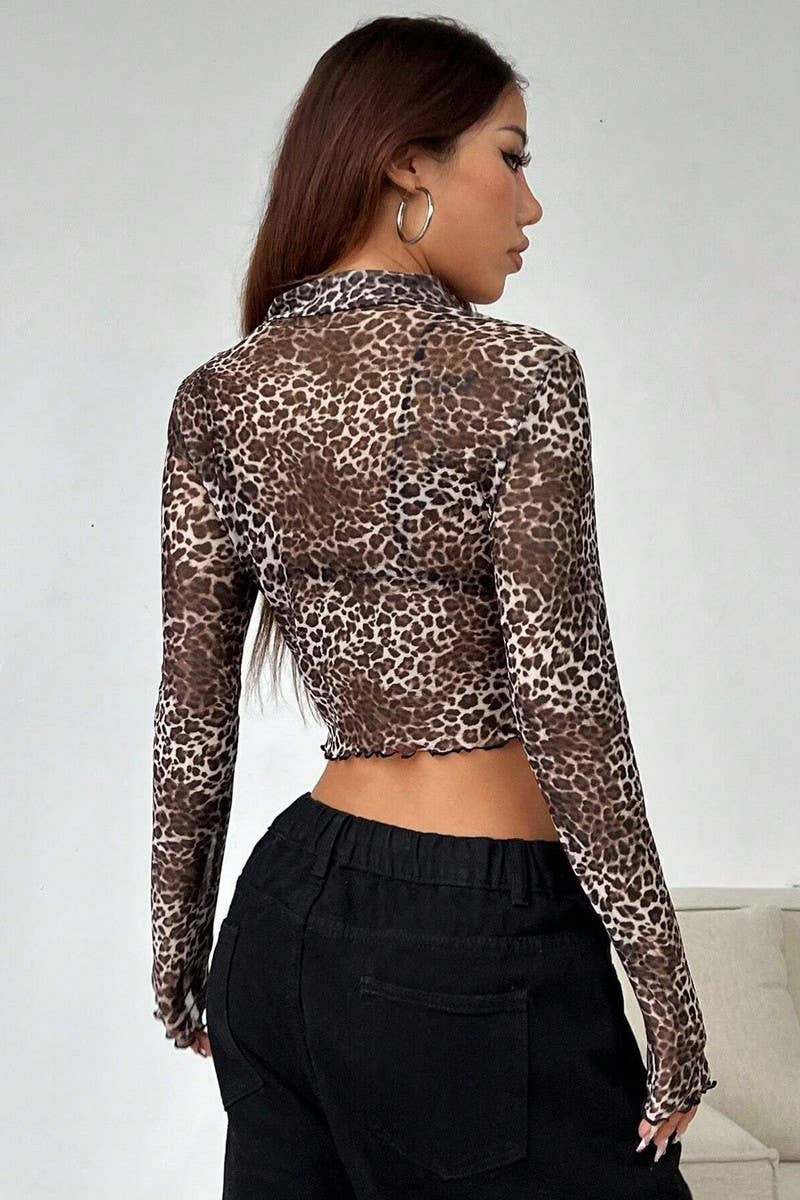 CWTBLL3536_LEOPARD PRINT SINGLE BREASTED CROPPED SHIRT TOP