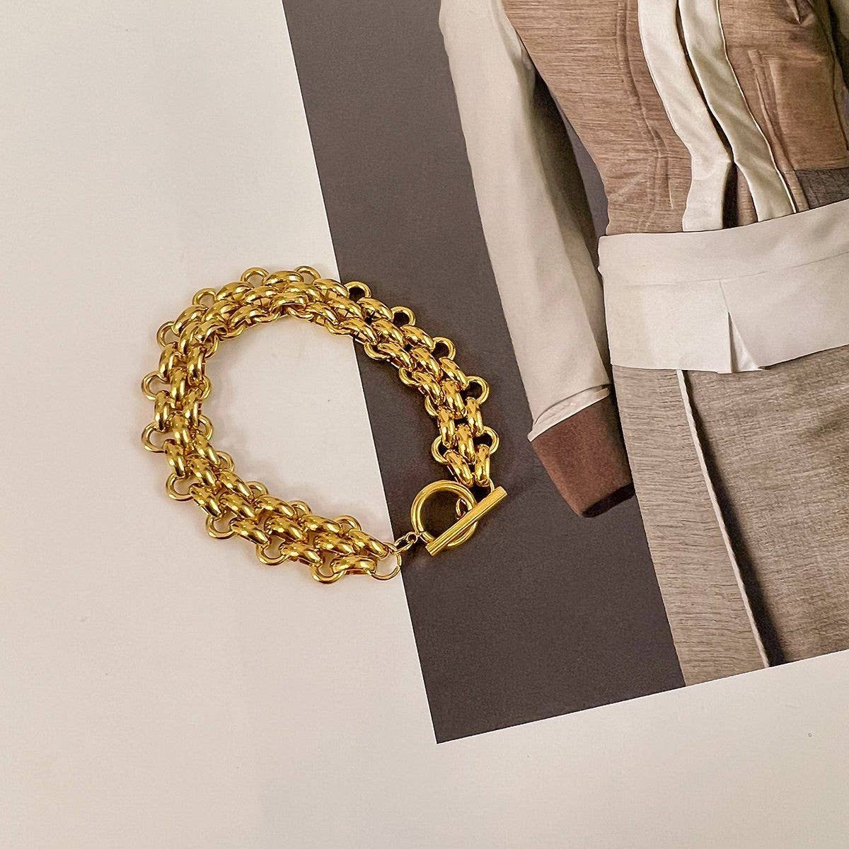 VINTAGE VACUUM PLATED 18K GOLD BRACELET