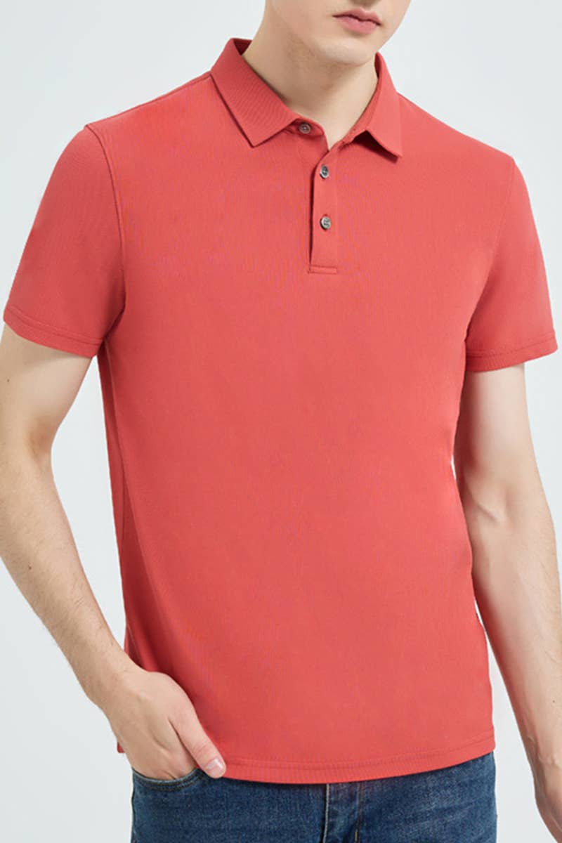 CWTBLS1787_MEN'S SIMPLE SEAMLESS COLLAR POLO SHIRT
