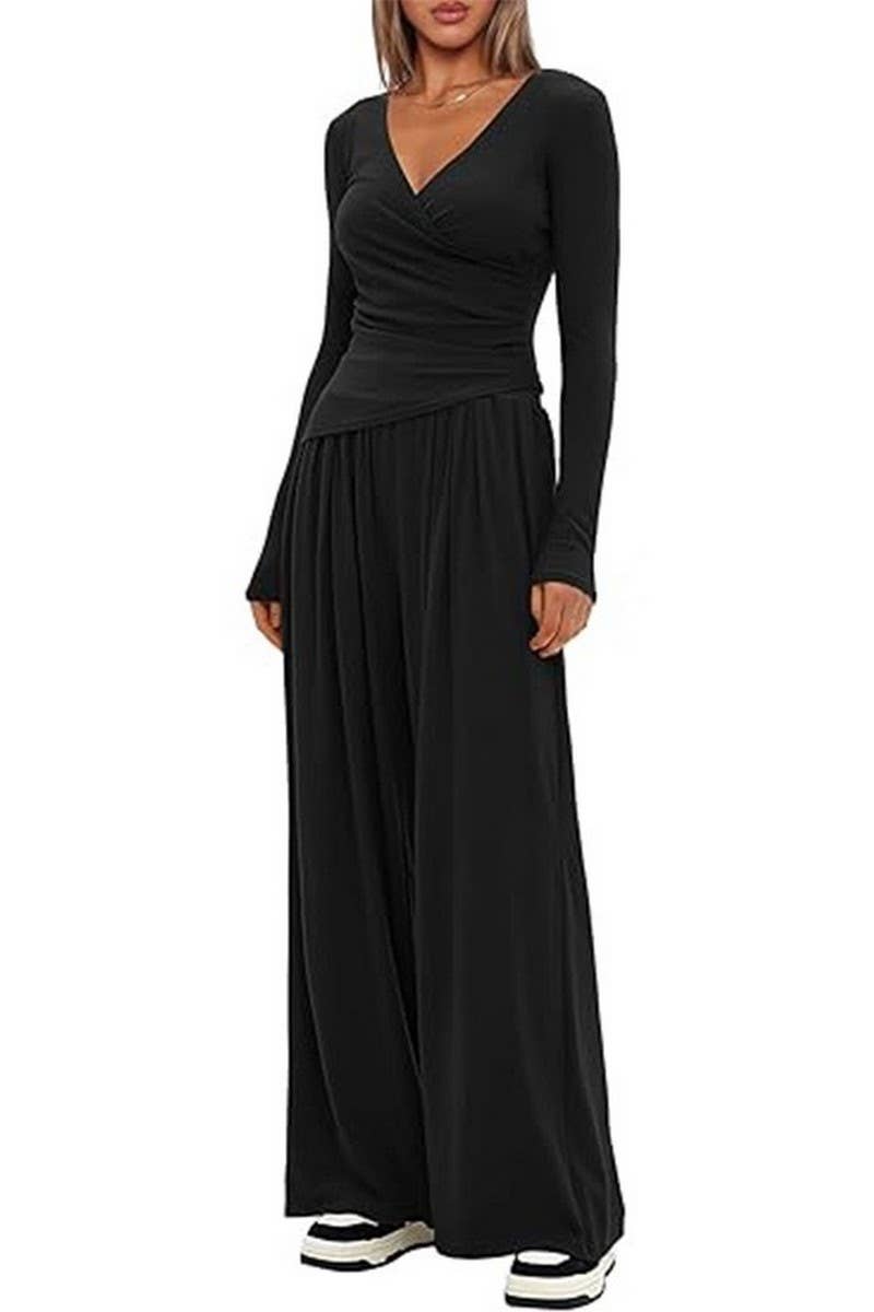 CWSTB00457_SOLID LONG SLEEVE TOP & WIDE LEG PANTS SET