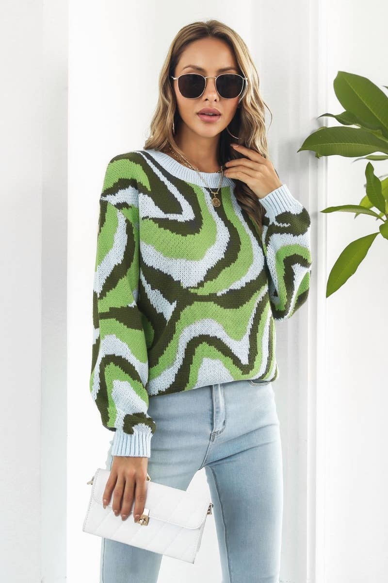 CWOSWL6412_TIE-DYE JACQUARD LONG-SLEEVED SWEATER