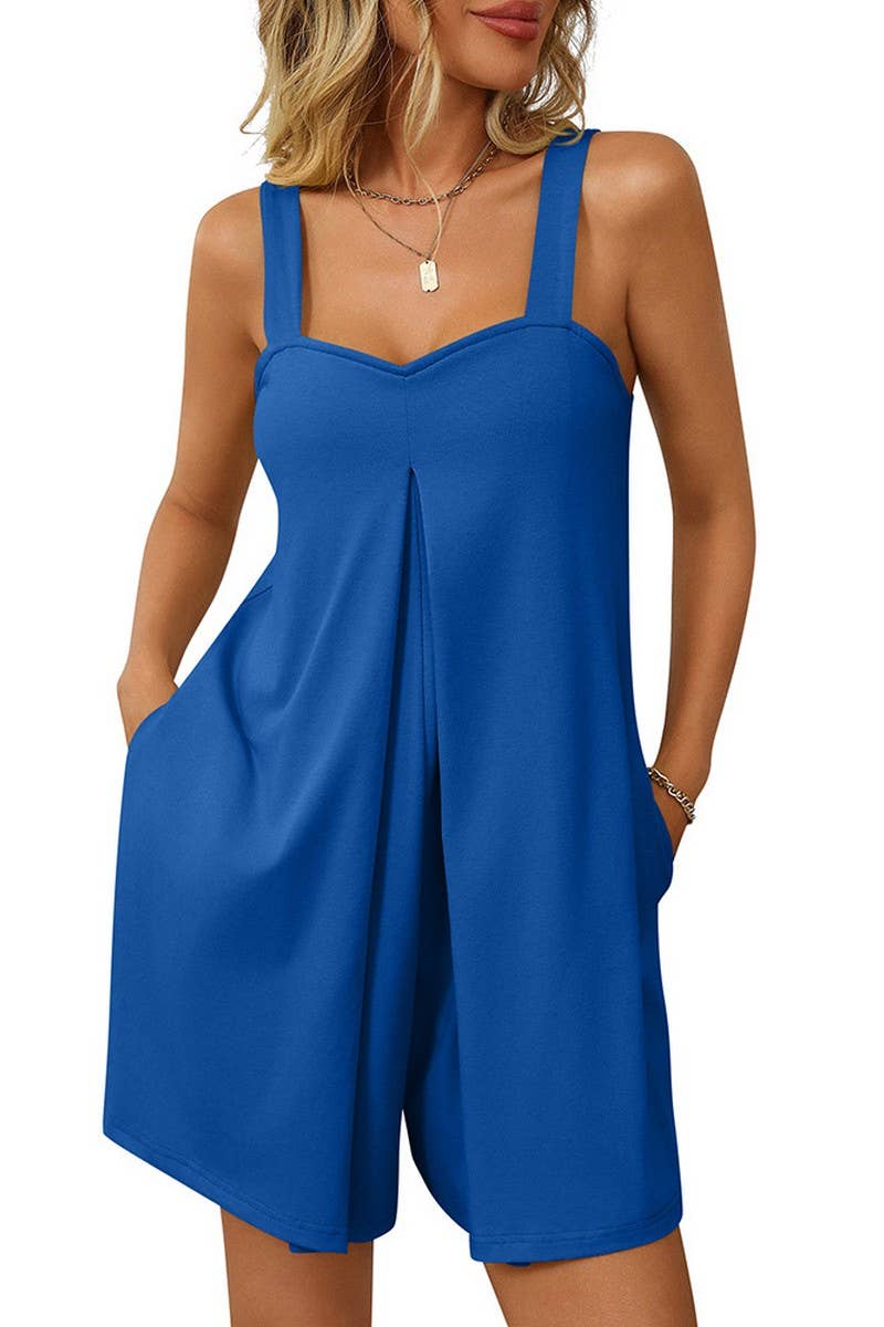 CWSJS1391_SOLID COLOR LOOSE CASUAL SUSPENDER JUMPSUIT