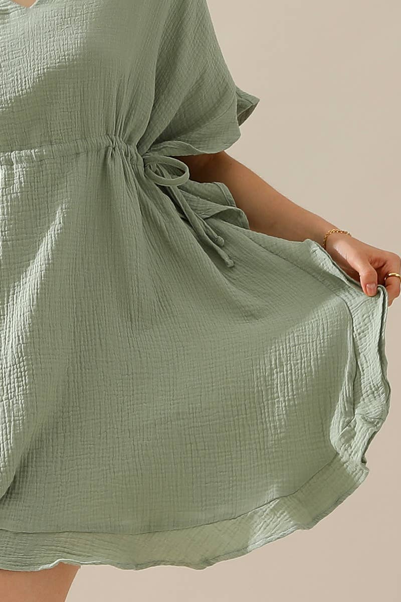 CWDSD10387_DRAWSTRING WAIST WITH RUFFLE HEM MIDI DRESS