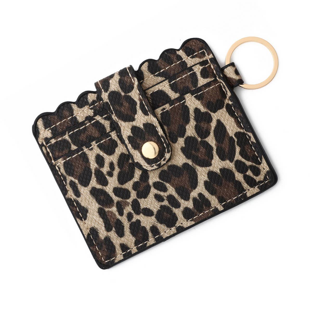 Leather Card Case with Keychain & Coin Compartment_CWAB4933