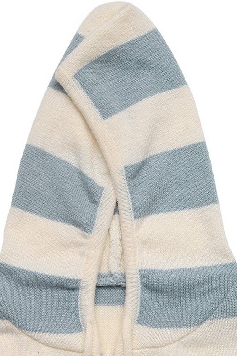 CWOCAL00595_STRIPE COLORBLOCK ZIP HOODIE CARDIGAN SWEATER