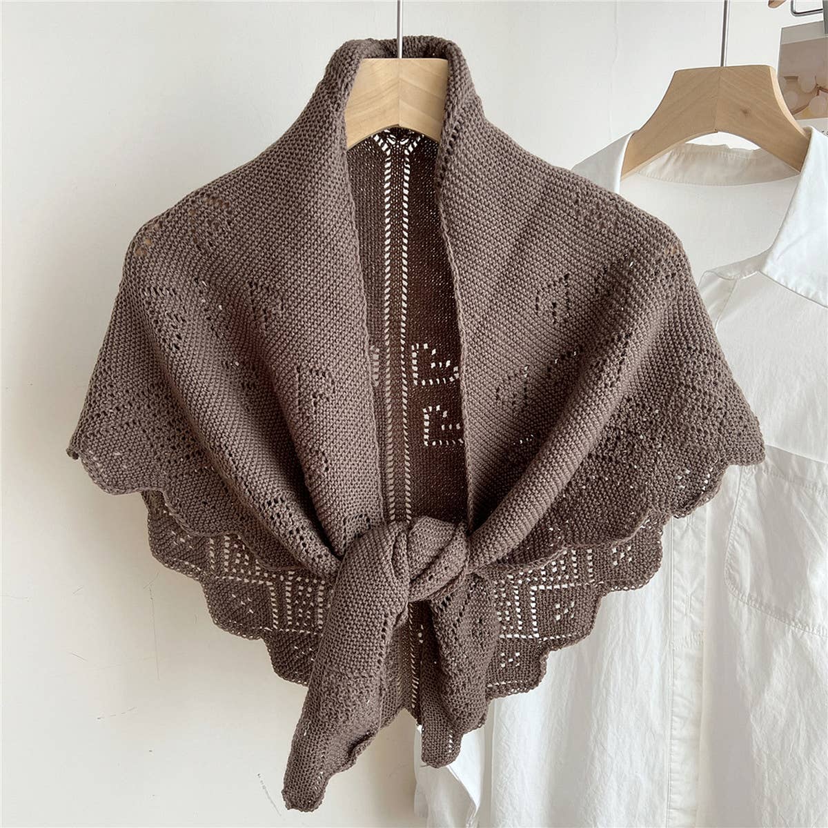 Knit Triangle Shawl Wrap for Summer Air Rooms