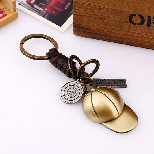 VINTAGE BASEBALL CAP COWHIDE KEYCHAIN