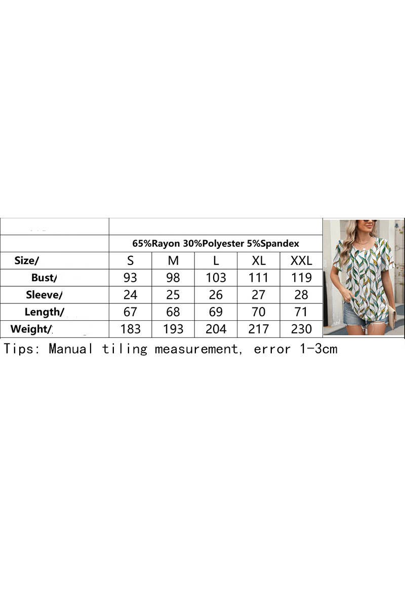 CWTTS1338_SUMMER ROUND NECK LOOSE PRINTED T-SHIRT