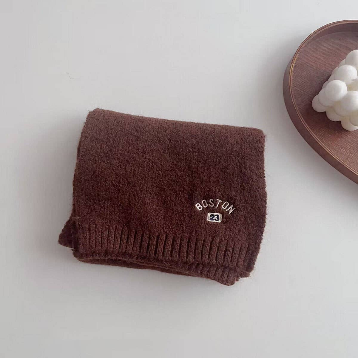Embroidered Wool Scarf for Kids - Winter Warmth