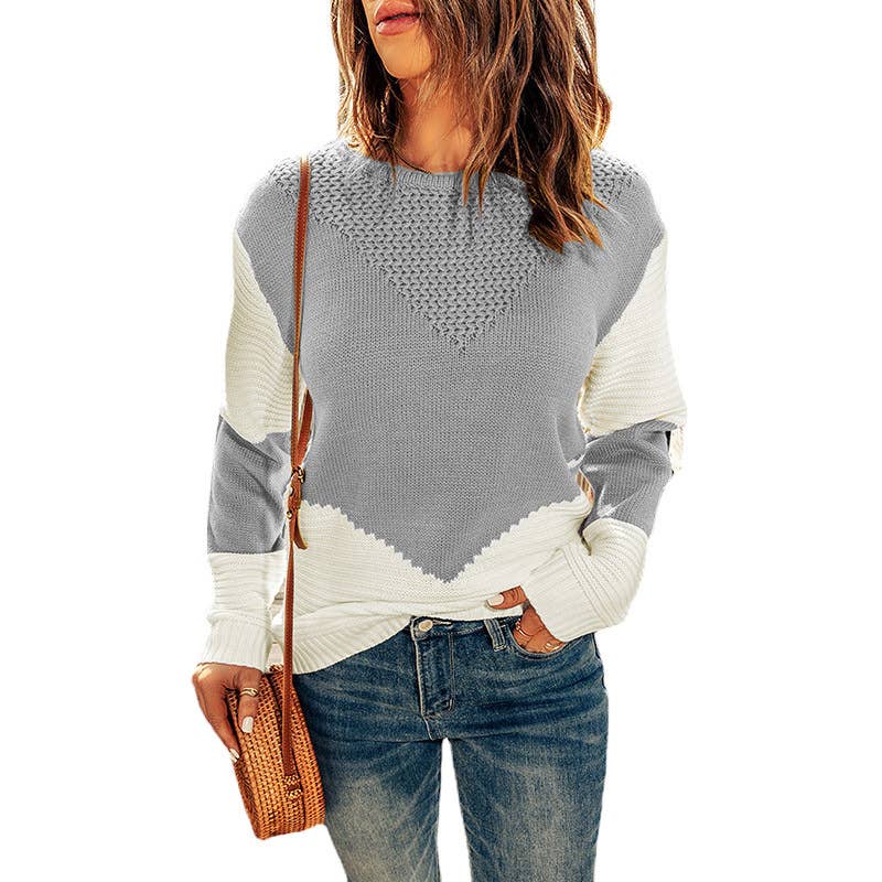 CREW-NECK COLOR MATCHING BASE PULLOVER SWEATER