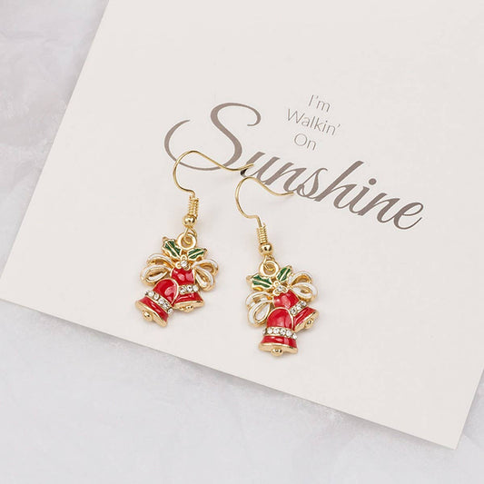 CHRISTMAS CREATIVE SWEET BOW BELL EARRINGS