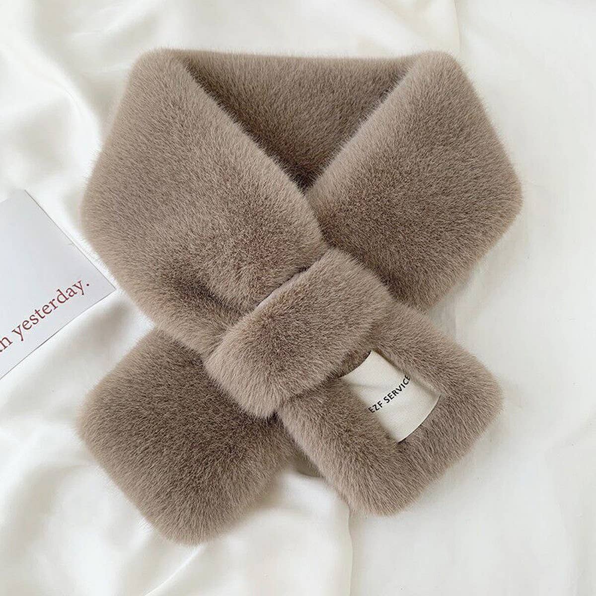 Faux Fur Scarf - Knit Winter Neck Wrap for Women