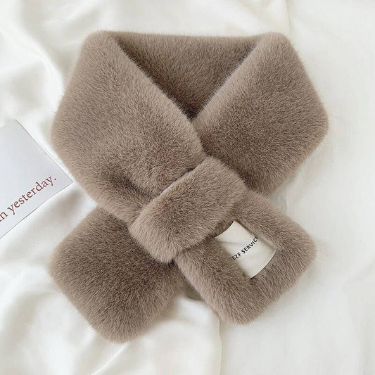 Faux Fur Scarf - Knit Winter Neck Wrap for Women