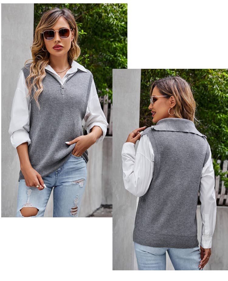 DESIGN SLEEVELESS VEST WITH LOOSE PULLOVER