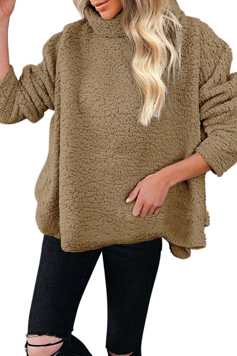 CWOSWL6740_WINTER TURTLENECK PLUSH LONG-SLEEVED TOP
