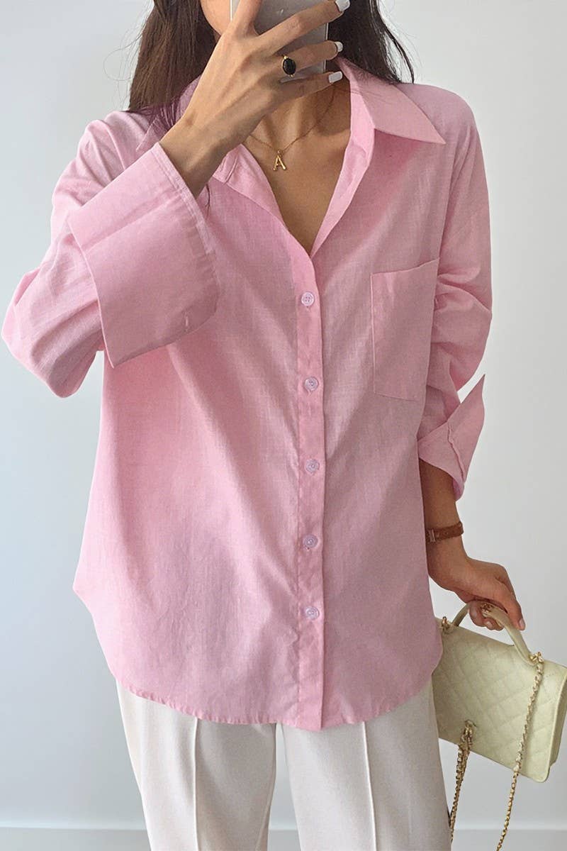 CWTSTL01009_CASUAL SOLID LOOSE FIT LONG SLEEVE SHIRT