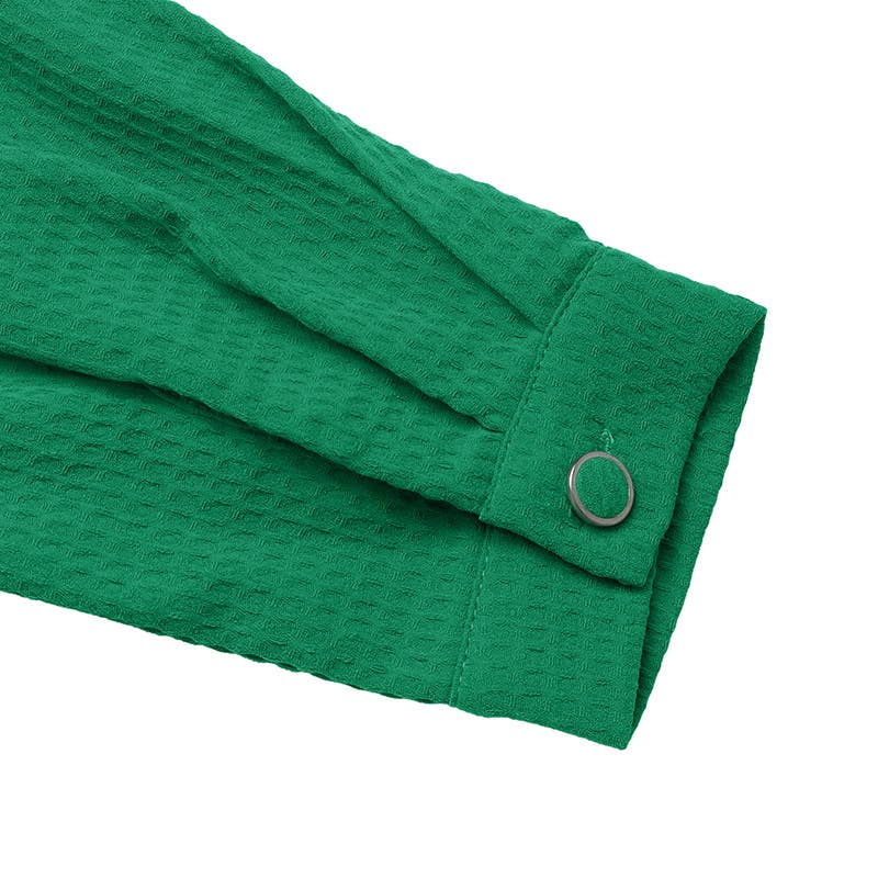 Casual style ruffled solid color texture shirt