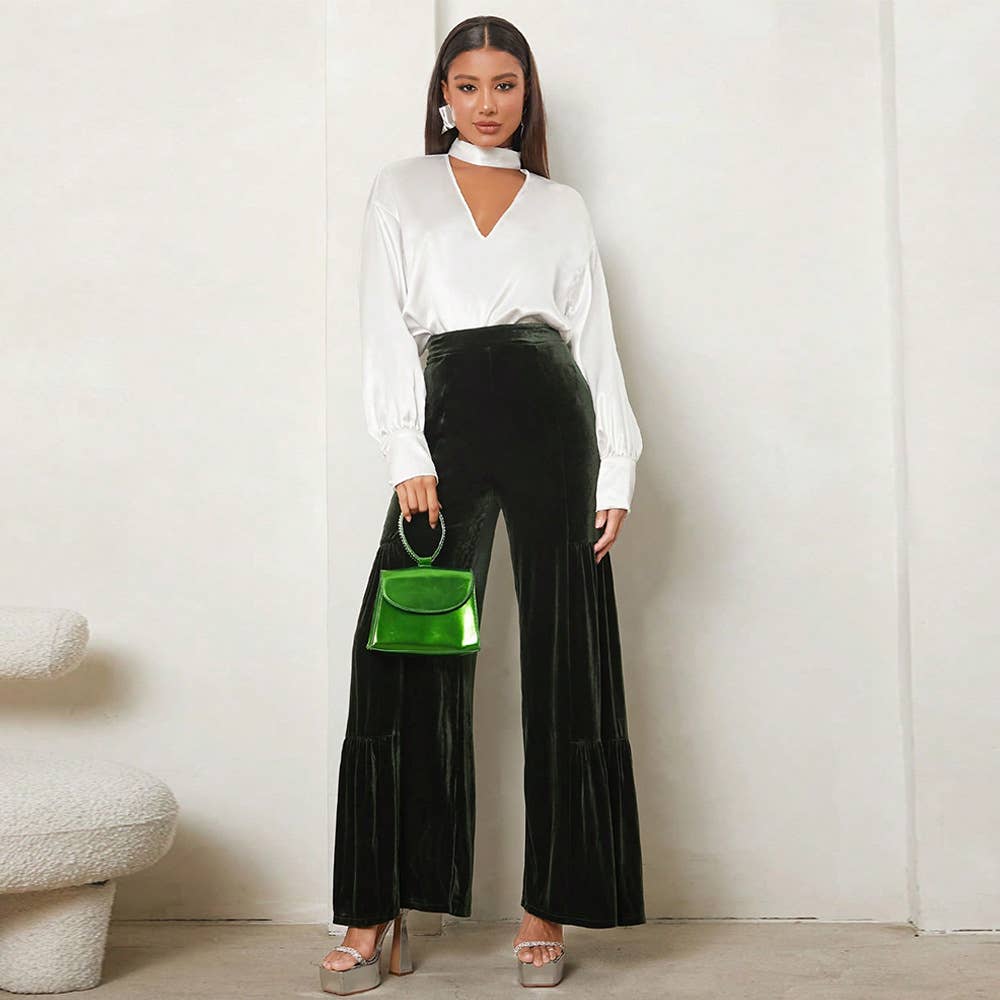 FLANGED HIGH-WAISTED STRAIGHT CANARY PANTS