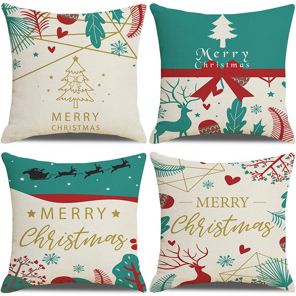 CHRISTMAS TREE CARTOON PRINT PILLOWCASE