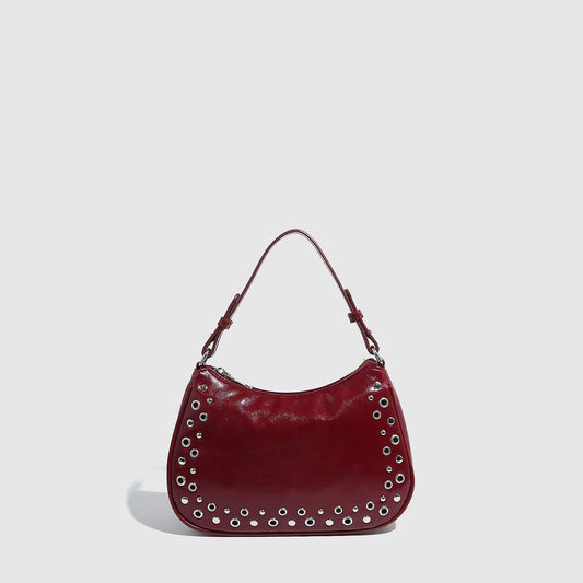Adjustable Studded Hollow Baguette Bag for Women_CWAB5688