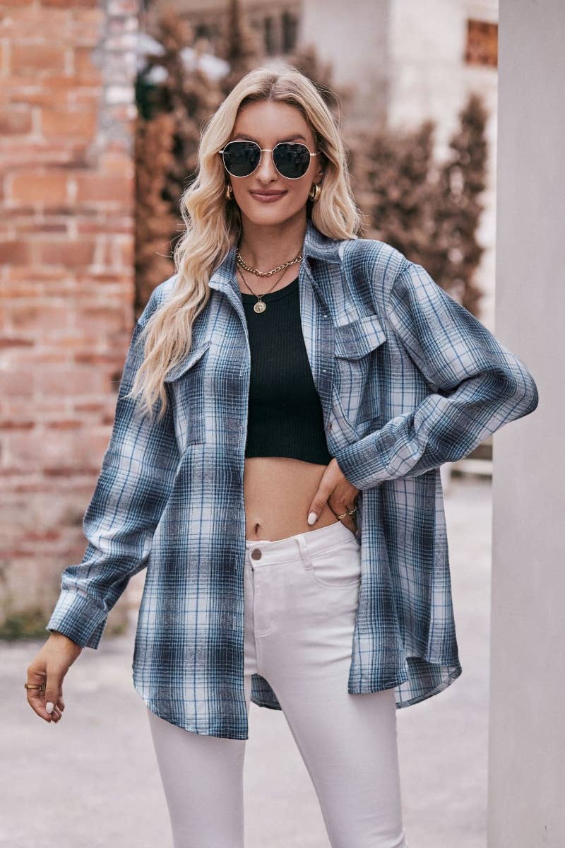 CWTSTL2191_PLAID LONG-SLEEVED BUTTON-UP SHIRT LONG