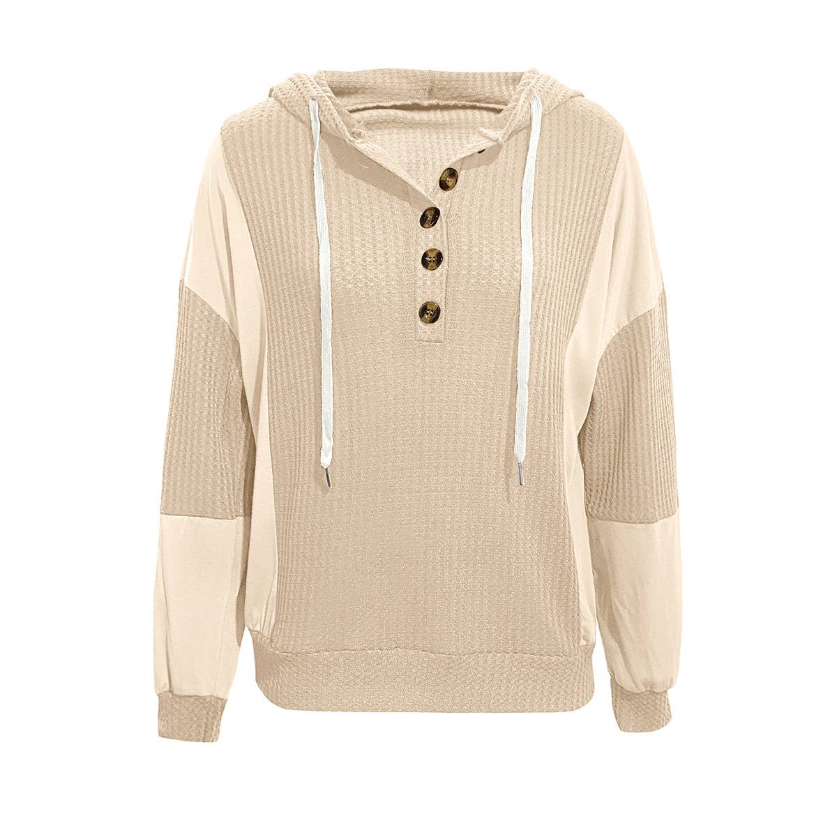 COLOR-MATCHING BUTTON-UP LONG-SLEEVED HOODIE