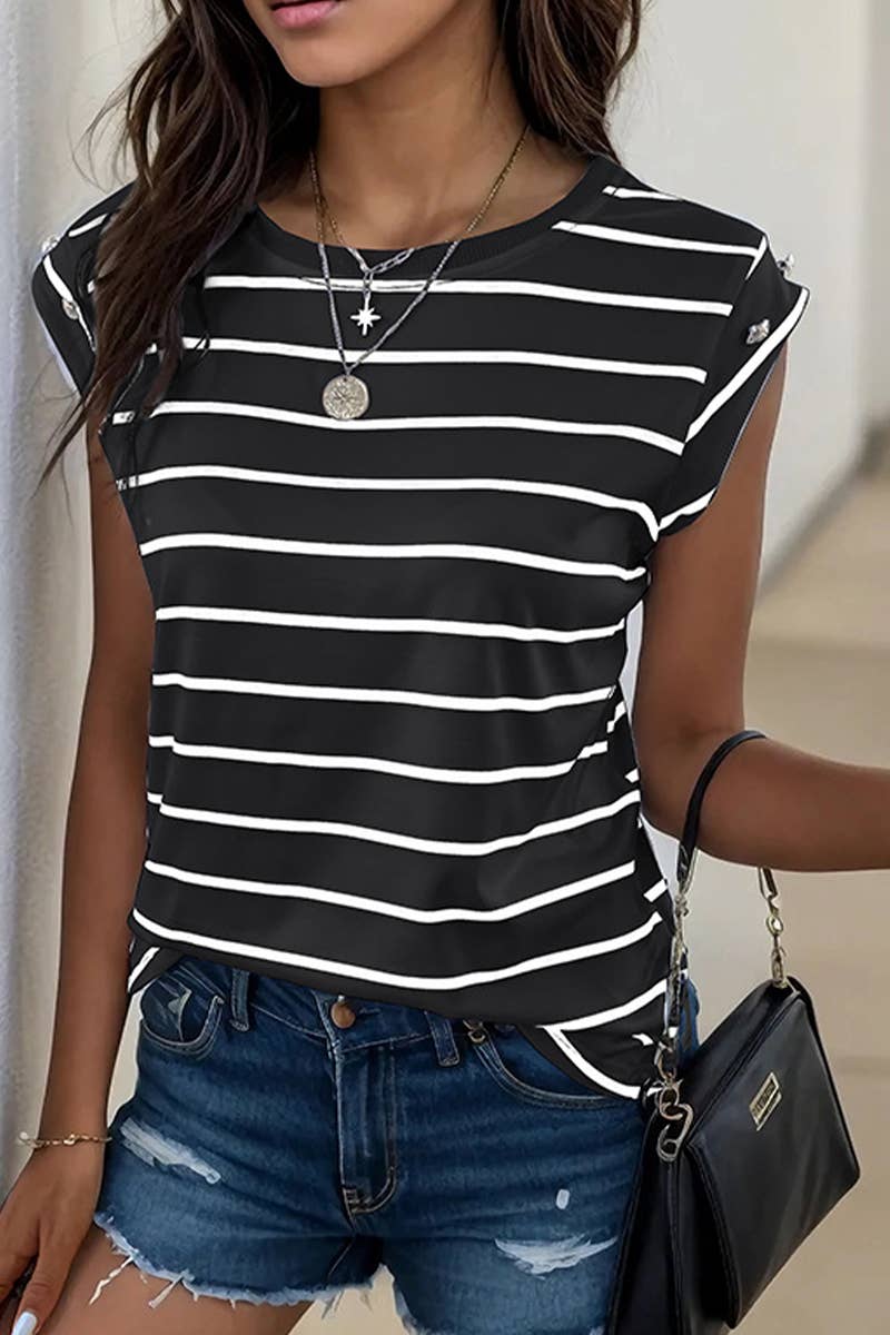 CWTTS1290_SUMMER FASHION SLEEVELESS STRIPED T-SHIRT