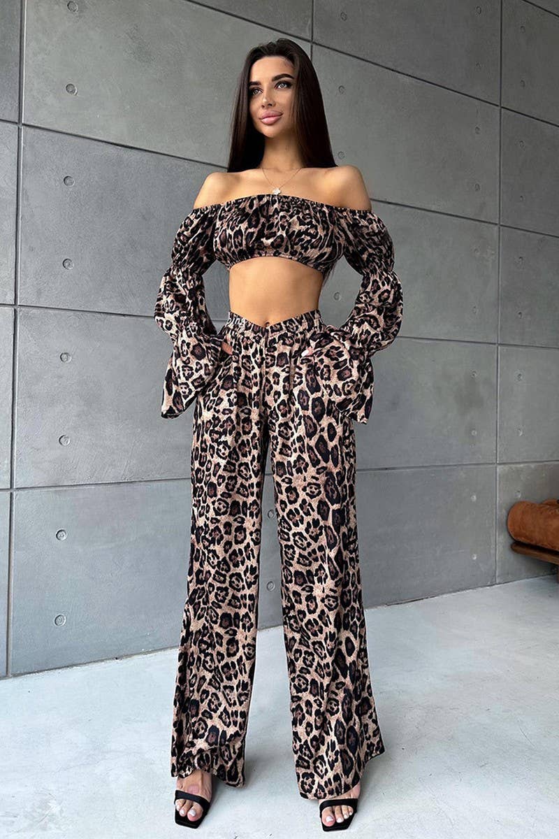 CWSPJ0101_OFF SHOULDER LONG SLEEVED PANTS PAJAMAS SET