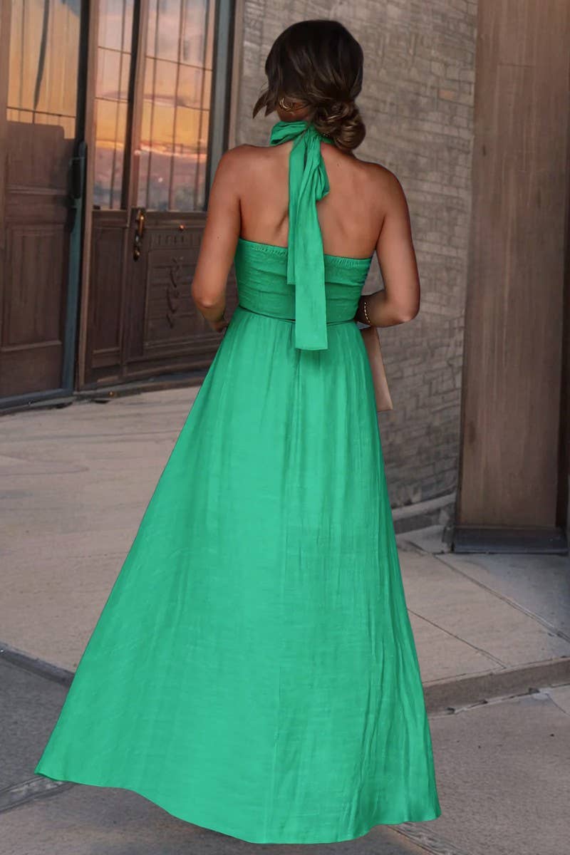 CWDHL1053_SEXY BACKLESS HALTER WAIST SLIT MAXI DRESS