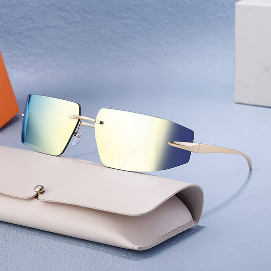 FASHION FRAMELESS DIAMOND-CUT SUNGLASSES_CWASG0658