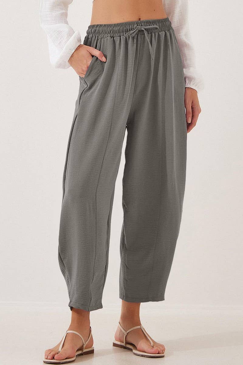 CWBLP01036_HIGH WAIST DRAWSTRING POCKET CROPPED PANTS