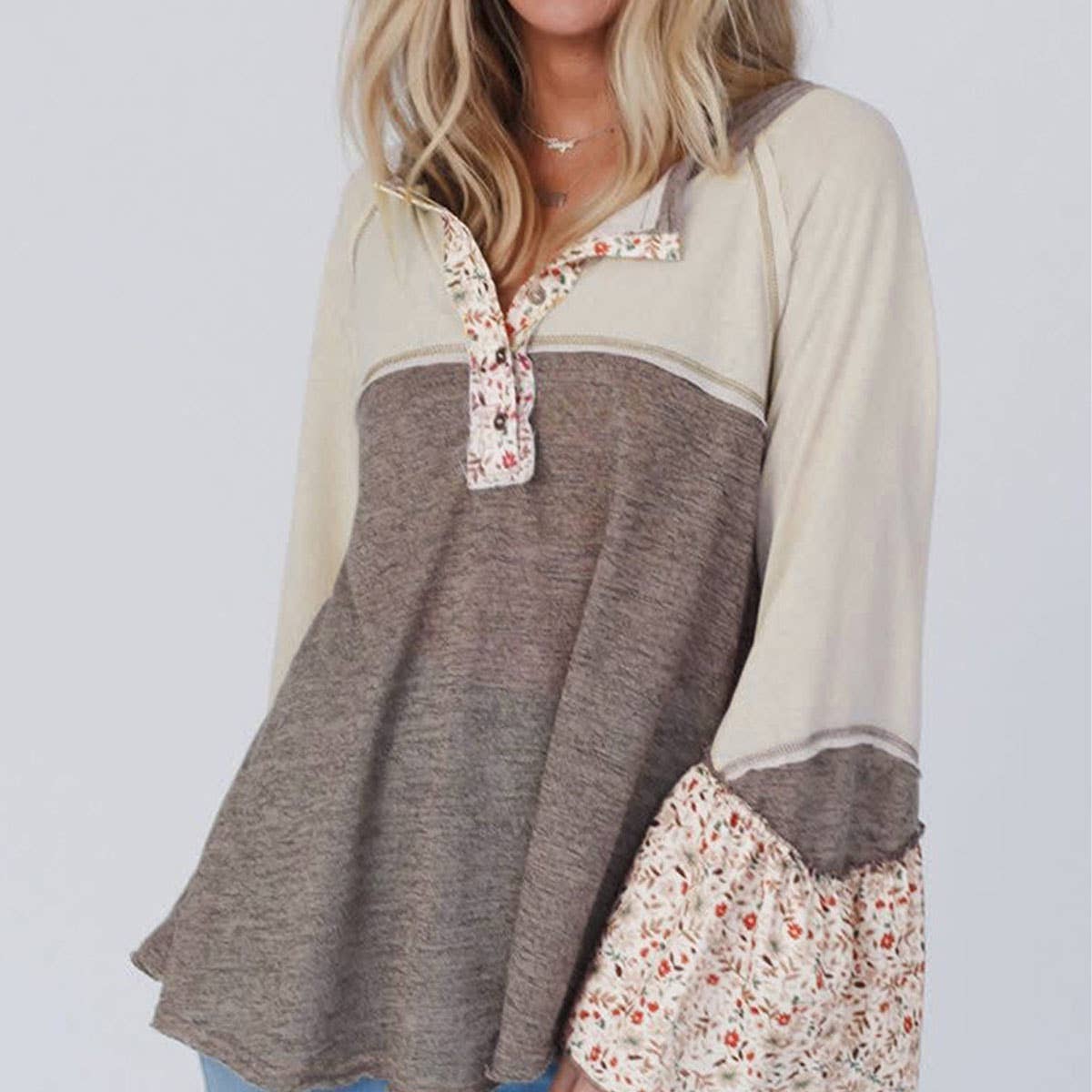 CASUAL PATCHWORK MULTI-COLOR PRINTED HOODIE