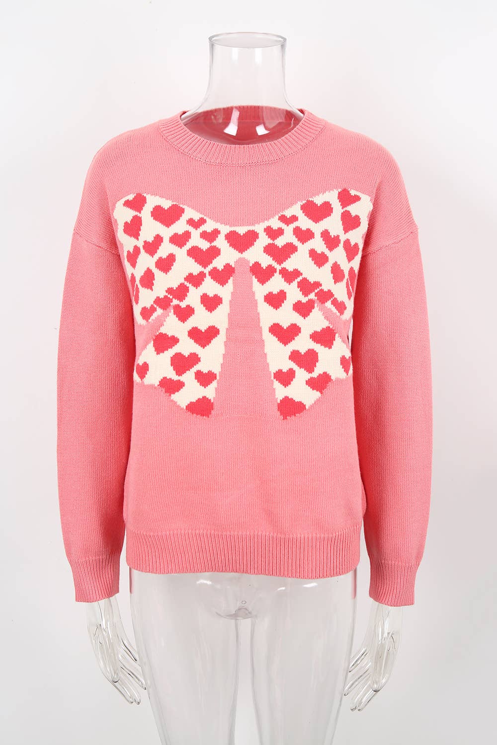 Bow-shaped heart Valentine's Day knitted sweater