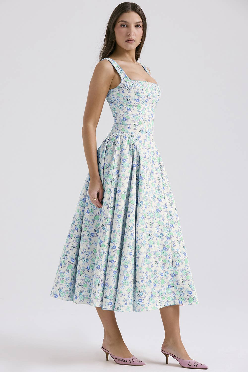 FLORAL BOHO CHIC HALTER DRESS WITH SLIMMING WAIST