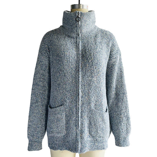 CASUAL LAPEL WITH POCKET ZIPPER CARDIGAN COAT