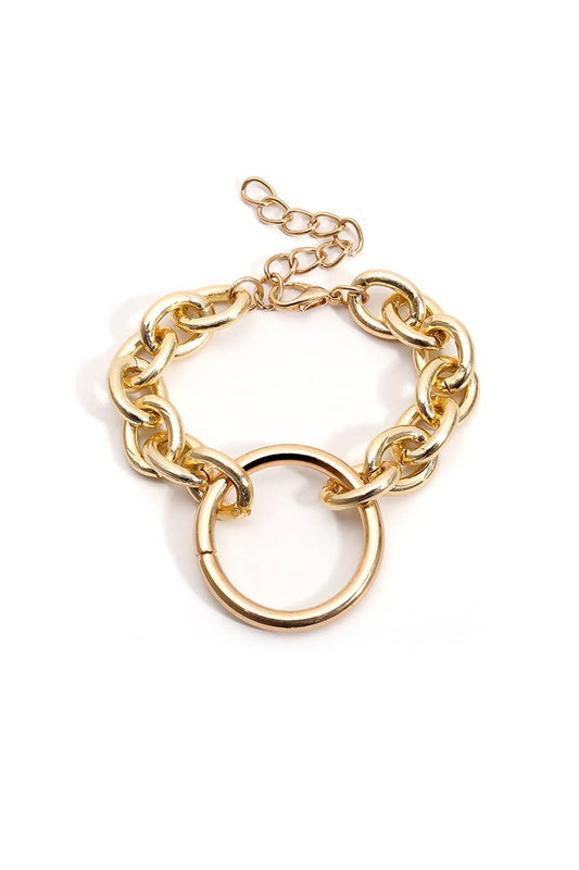 SIMPLE RING PENDANT CHAIN BRACELET_CWAJE095