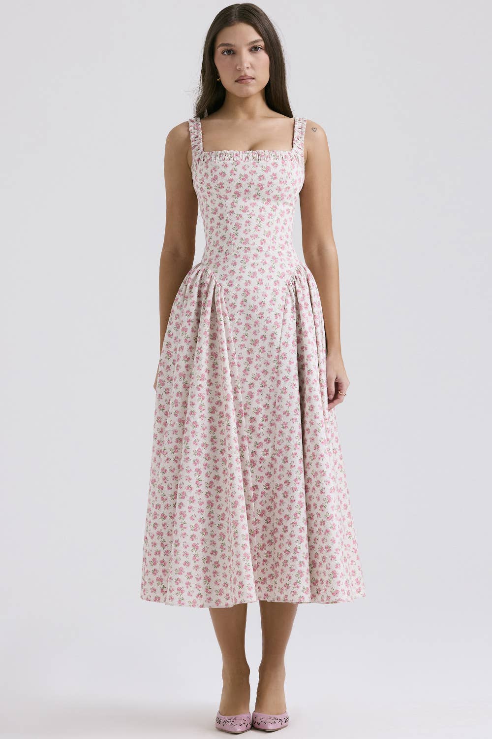 FLORAL BOHO CHIC HALTER DRESS WITH SLIMMING WAIST