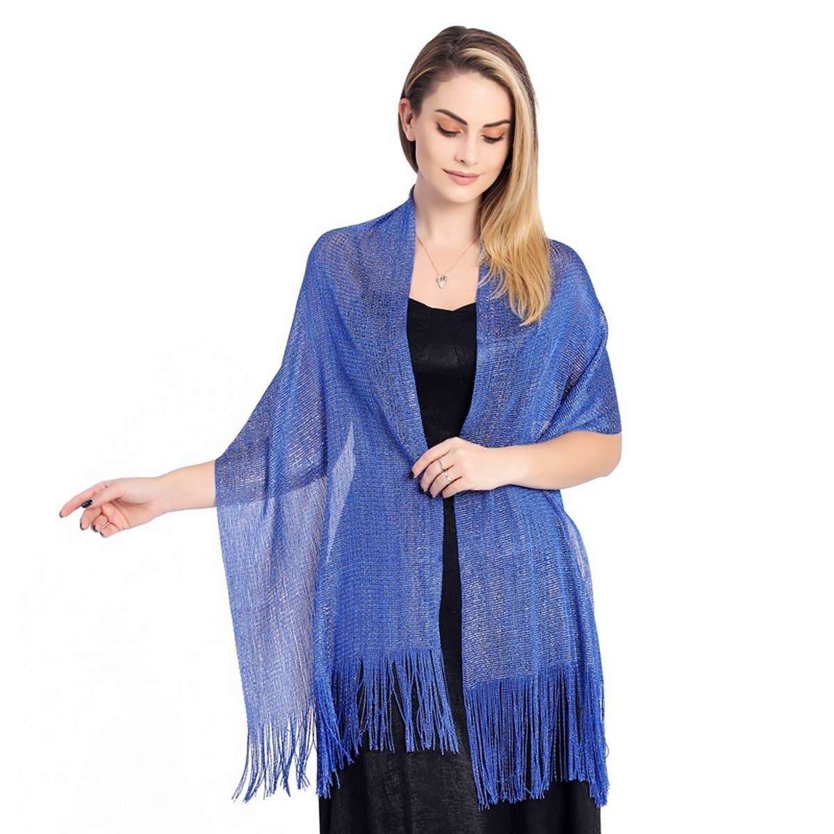 FASHIONABLE GOLD AND SILVER SILK SHAWL