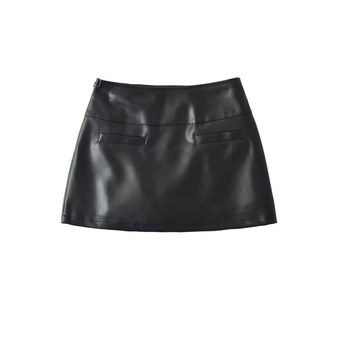 Fashionable and niche PU leather skirt