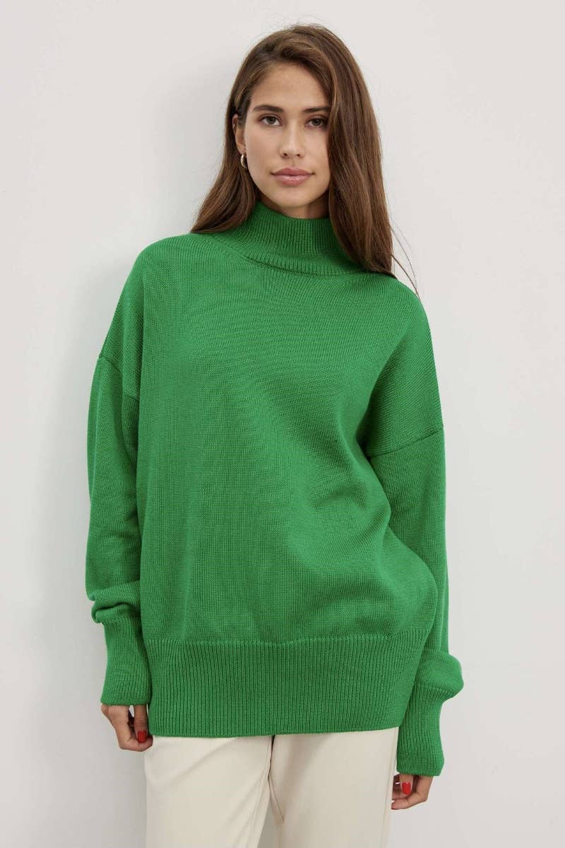 CWOSWL6641_STYLISH LOOSE TURTLENECK LONG-SLEEVED SWEATER