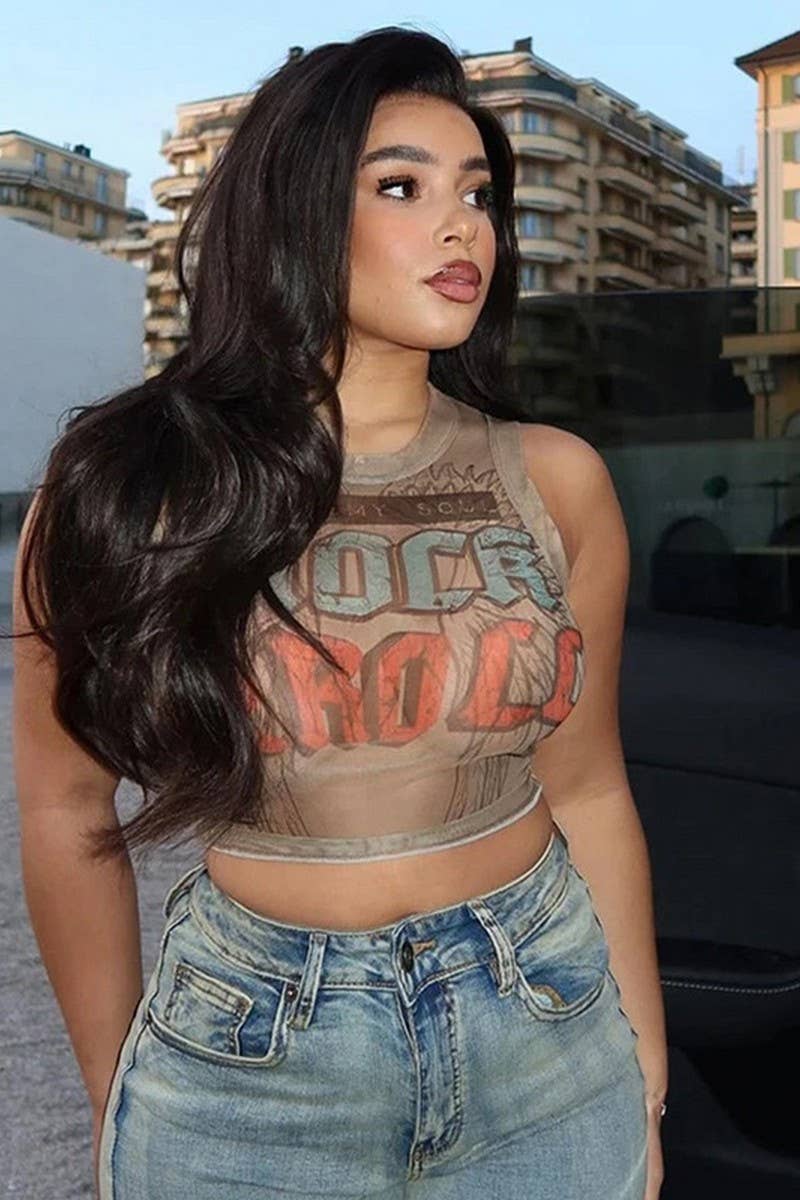 CWTBLSL01041_SLEEVELESS PRINTED SLIM FIT CROP TANK TOP